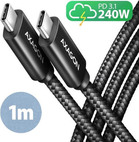 usb‑c kabel 1 m 240 w pd, brzo punjenje 5 a, opleten, alu konektori
