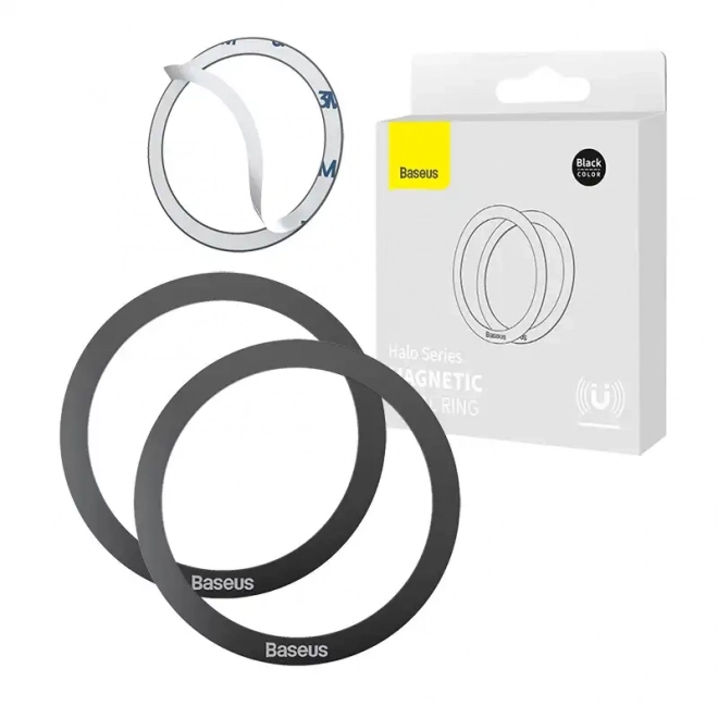 Baseus Halo Magnetski prsten za telefone, MagSafe (crni)