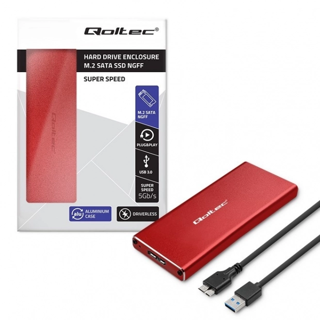 Ormarić | Kućište za disk M.2 SSD | SATA | NGFF | USB 3.0 | Superspeed 5Gb/s | 2TB | Crvena boja