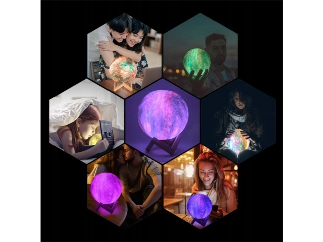 Noćna lampa GALAXY 3D s RGB osvjetljenjem u boji + daljinski upravljač