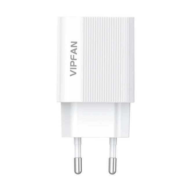 Zidni punjač VFAN E01, 1x USB, 2,4 A (bijela)