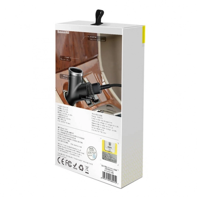 Auto punjač Baseus tipa Y 2xUSB 3,4A 40W (crna)