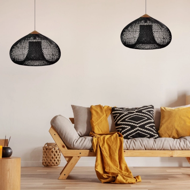 Stropna viseća lampa od prirodnog ratana - 40 cm - crna