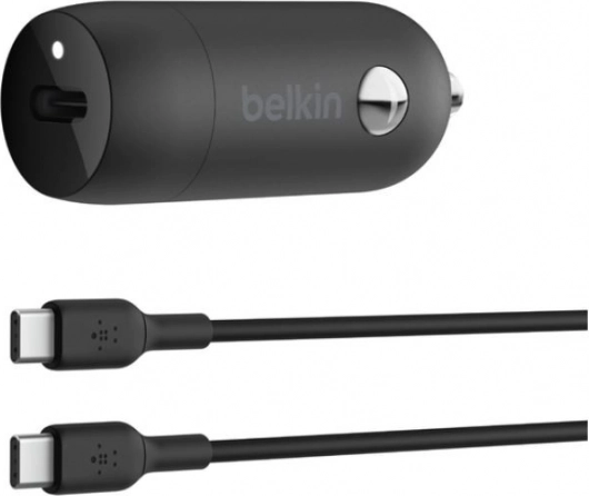 Auto punjač 30W PD PPS crni s USB-C kabelom