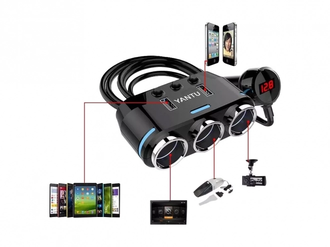 Auto USB adapter s razvodnikom za upaljač