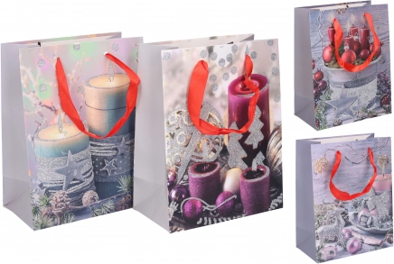 Božićna poklon-vrećica S 18 × 23 × 10 cm – papirnata, s čvrstim ručkama