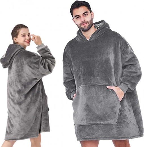 Topla oversize deka-hoodie siva