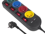 Višestruka utičnica s prekidačima 4 utičnice + 2xUSB crna