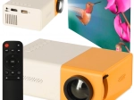 Mini projektor LED s TFT LCD, 24–60 inča, HDMI/USB, podrška za 1080p – bijelo‑narančasti