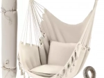 Viseća brazilska fotelja za stan i vrt, bež, 2 jastuka