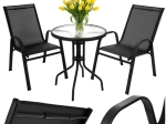 Balkonski bistro set GARDLOV – stolić i 2 stolice, crni