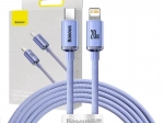 Baseus Crystal kabel USB‑C na Lightning 2 m, 20 W PD, ljubičasti