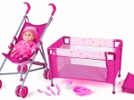 WOODY dječji set s kolicima i krevetićem