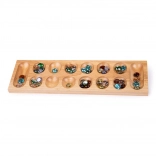 Drvena igra Mancala s obojenim staklenim kamenčićima Bigjigs Toys