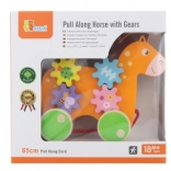 Drveni konjić na izvlačenje s nazubljenim kotačićima