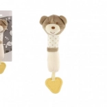 Zvečkalo/grickalica medvjedić pliš 24 cm bež na kartici u vrećici 0+
