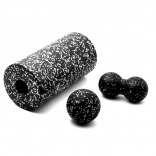 Masažni set 3u1 s valjkom i lopticama – Crno-bijeli