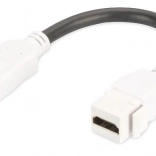 keystone hdmi 2.0 modul s kabelom 12 cm, prolazna utičnica, bijela