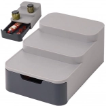 Trokatni kuhinjski organizator s ladicom, siva plastika