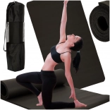Debela fitness i joga prostirka 185 × 83 × 1,5 cm crna s futrolom