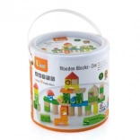 Drvene građevne kocke Zoo, 50 kom