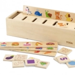 Drveni edukativni sorter VIGA – životinje, voće, povrće i oblici Montessori
