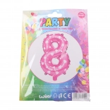 Nafukavajući balon broj 8 ružičasti sa srcima