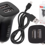 Brzi dvostruki auto punjač 2x USB 2.1 A s Lightning kabelom L-BRND
