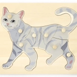 Drvene puzzle s gumbićima mačka VIGA Montessori