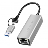 Adapter USB‑A/USB‑C na 2,5G Ethernet, sivi