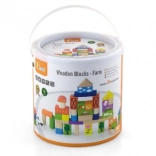 Drvena građevna set-farma – 50 kocaka u kanti