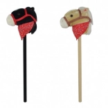 Plišani konj na štapu sa zvukom 80 cm, crni