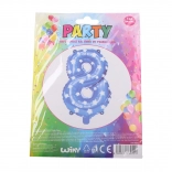 Plavi balon na napuhavanje broj 8 sa zvjezdicama