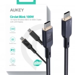 Aukey USB-C kabel s LED zaslonom i pletenom površinom