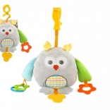 Plišana sova za kolica i krevetić 18 × 18 cm, s grizalicama i kopčom