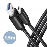 USB-C na USB-A kabel 1,5 m USB 3.2 Gen 1 3A ALU pletivo