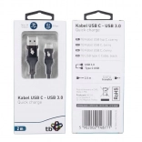 USB kabel USB 3.0 - USB-C 2m Premium 3A crni