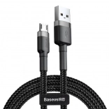 Baseus Cafule kabel micro USB 2 m, opleten sivo‑crni