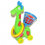 Žirafa za bacanje na kotačima s prstenovima i košaricom