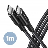 Kabel USB-C na USB-C 1 m, Power Delivery 60 W, 3 A, crna