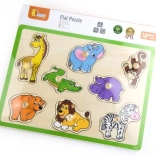 Drvena slagalica s divljim životinjama s drvenim gumbićima 30 × 22,5 cm VIGA
