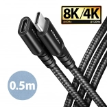 AXAGON produžni kabel USB‑C na USB‑C 0,5 m, 20 Gbps, 240 W, pleten, crni