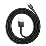 Punjački i podatkovni kabel Lightning USB 1 m 2,4 A Baseus Cafule sivo-crni