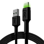 Punjački i podatkovni kabel USB-A na USB-C 120 cm s LED pozadinskim osvjetljenjem GREEN CELL Ray