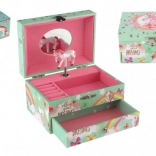 Glazbena kutijica za nakit s jednorogom na navijanje, glazbena kutija sa zrcalom i ladicom 16 × 10 × 12 cm