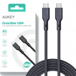 Crni USB-C na USB-C kabel 1,8 m s 100 W snage od Aukeyja