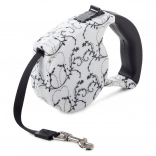 Automatski povodac s funkcijom blokiranja 5m, bijeli s ljiljanima