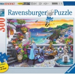 Puzzle Ravensburger Zalazak sunca nad Santorini 300 dijelova
