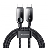 MCDODO USB‑C na USB‑C kabel s LED zaslonom 60 W, 1,2 m, crni