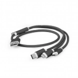 USB punjački kabel 3-u-1, 1 m, crni